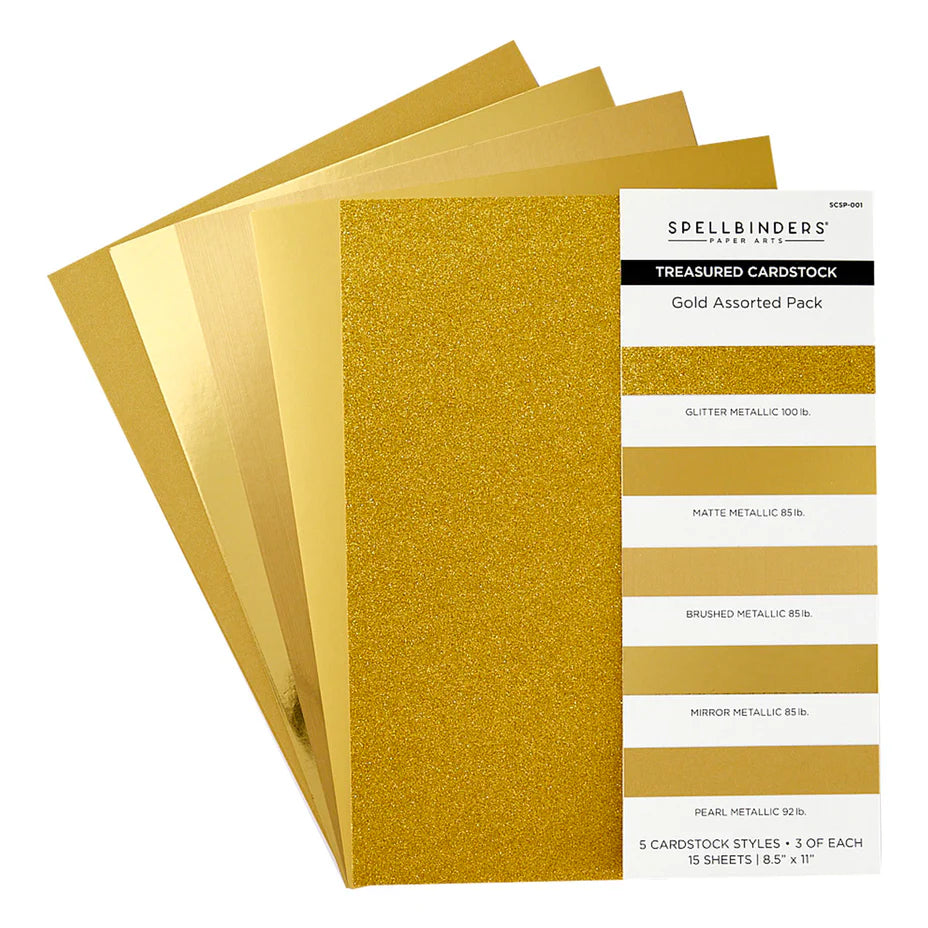 Gold Assorted Treasured Cardstock 8 1/2" x 11" - 15 Sheets
