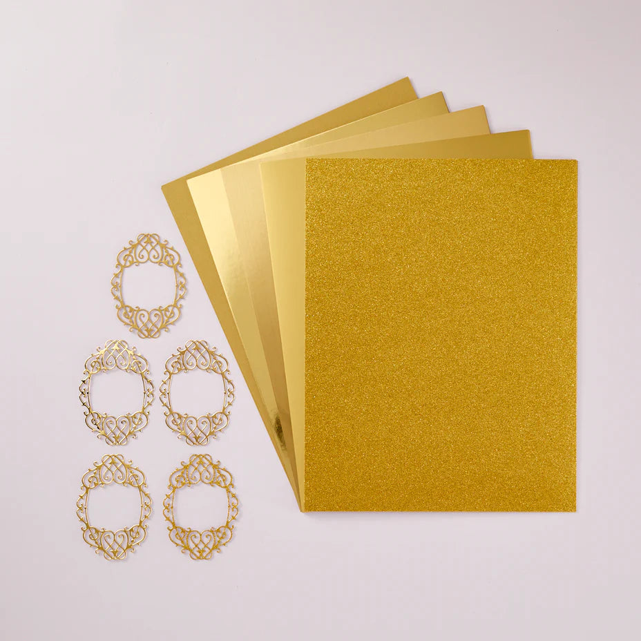 Gold Assorted Treasured Cardstock 8 1/2" x 11" - 15 Sheets