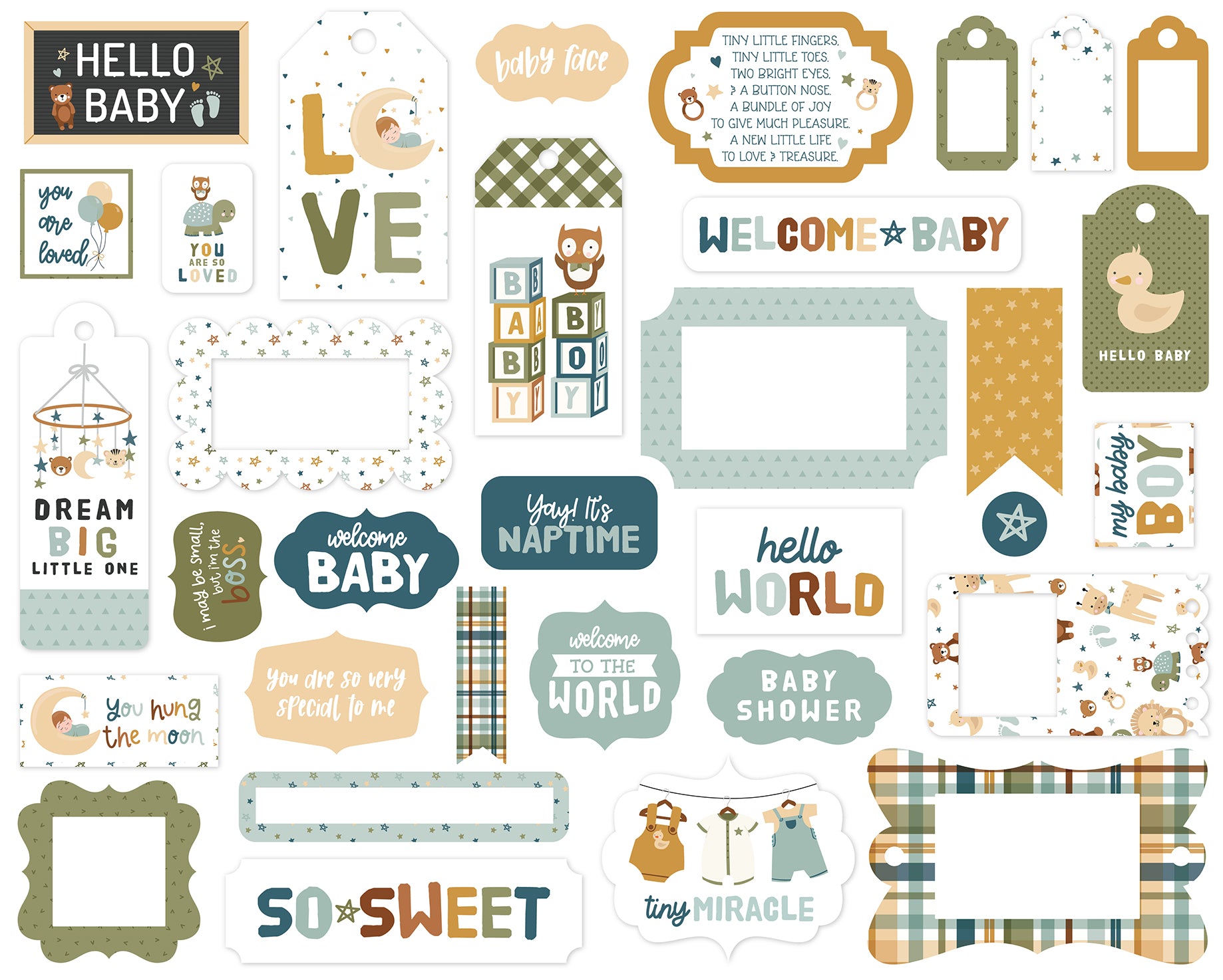 Echo Park Special Delivery Baby Boy Cardstock Ephemera-Frames & Tags