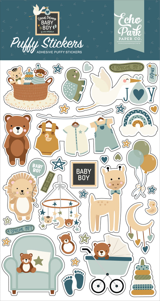Echo Park Special Delivery Baby Boy Puffy Stickers