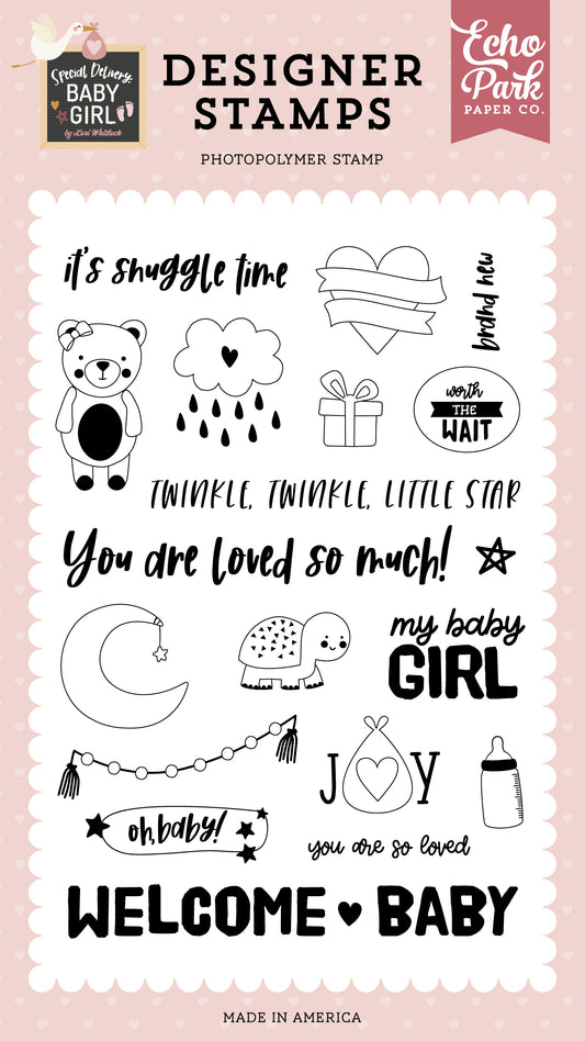 Echo Park Special Delivery Baby Girl Oh Baby Girl Stamp Set