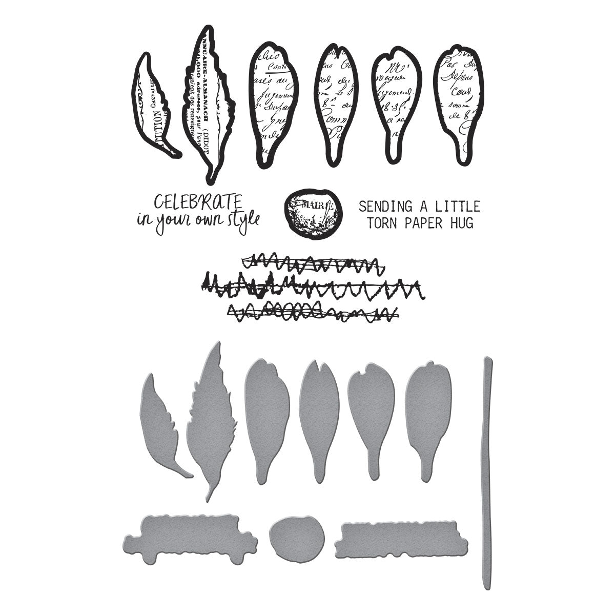 Spellbinders Beautifully Imperfect Sculpted Scripted Floral Stamp & Die Set