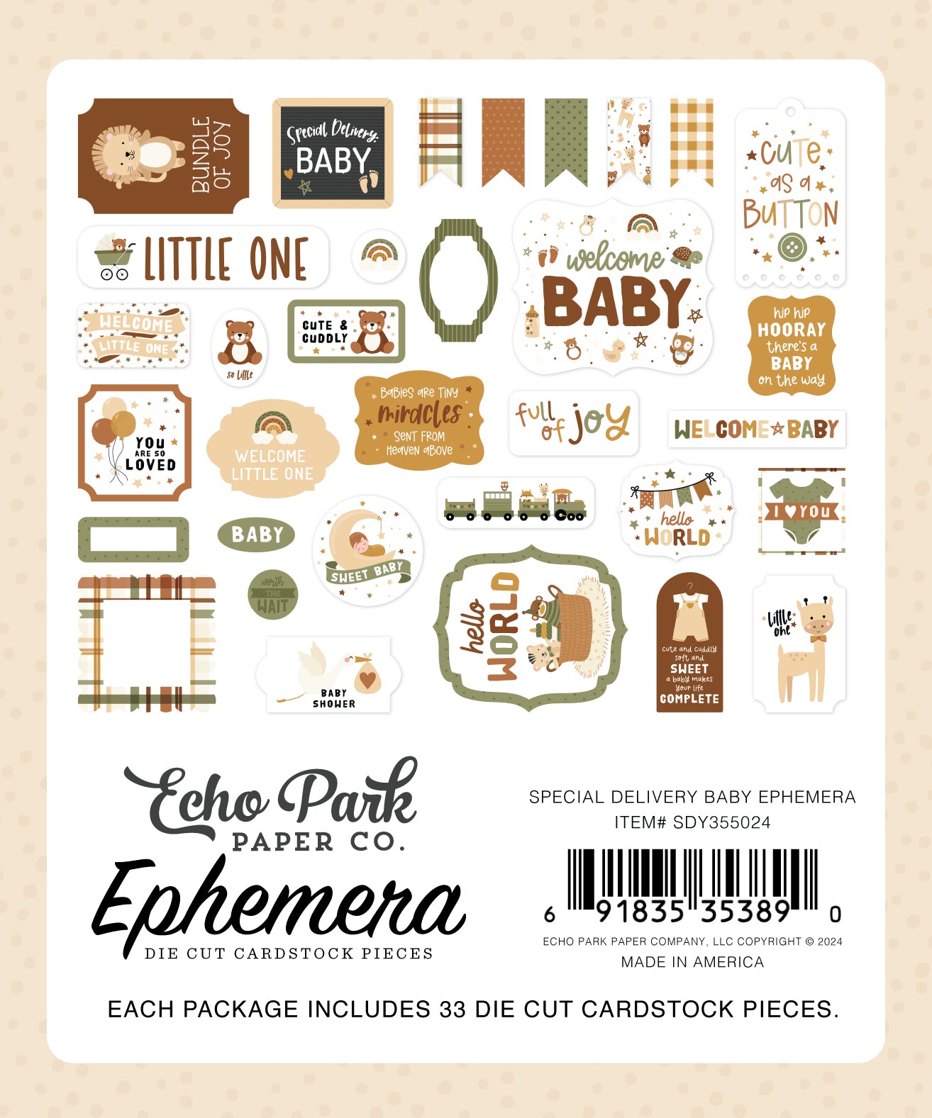 Echo Park Special Delivery Baby Cardstock Ephemera-Icons