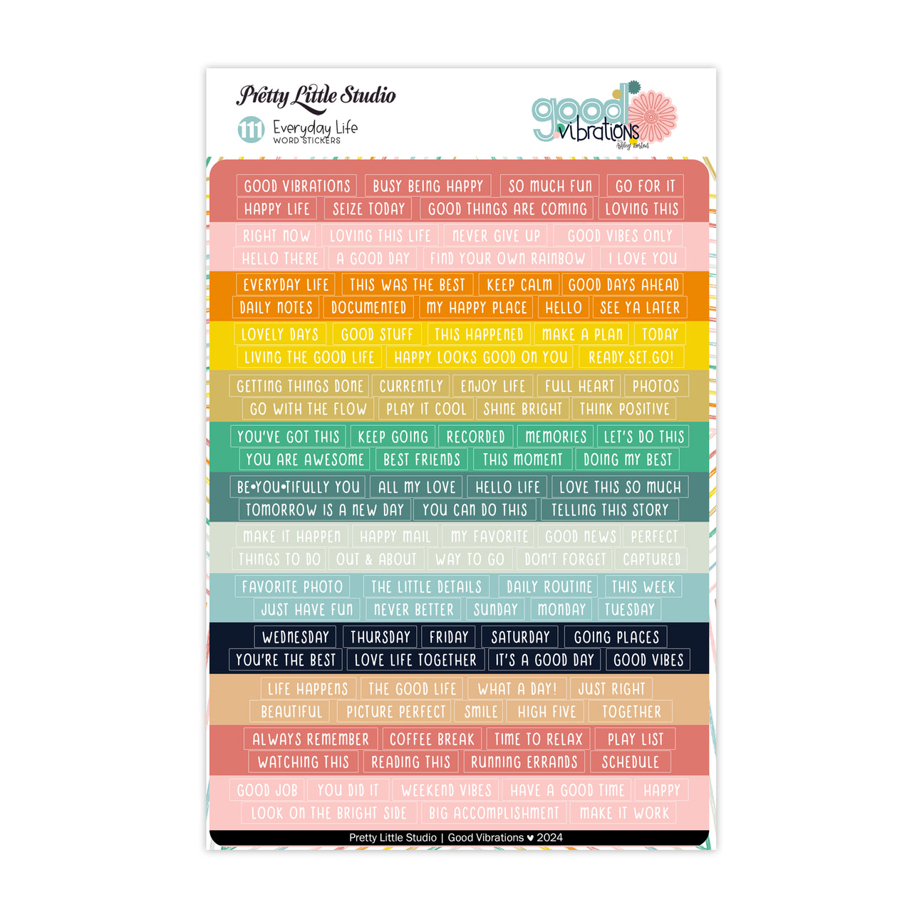 Pretty Little Studio Good Vibrations Stickers | Everyday Life Words