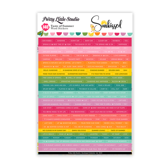 Pretty Little Studio Sunkissed Stickers - Taste of Summer Word - Rainbow