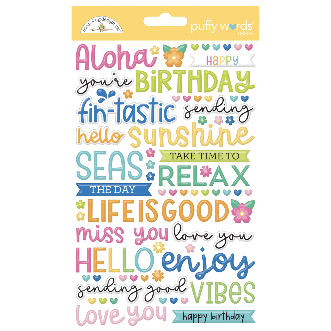 Doodlebug Summer Fun Puffy Stickers-Words