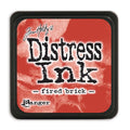 Distress Ink pad by Ranger with 'fired brick' color on a red background