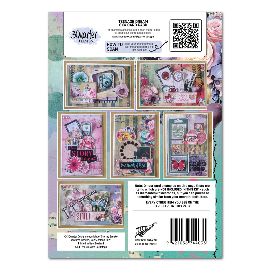 3Quarter Designs Teenage Dream Collection 6"x4" Card Pack