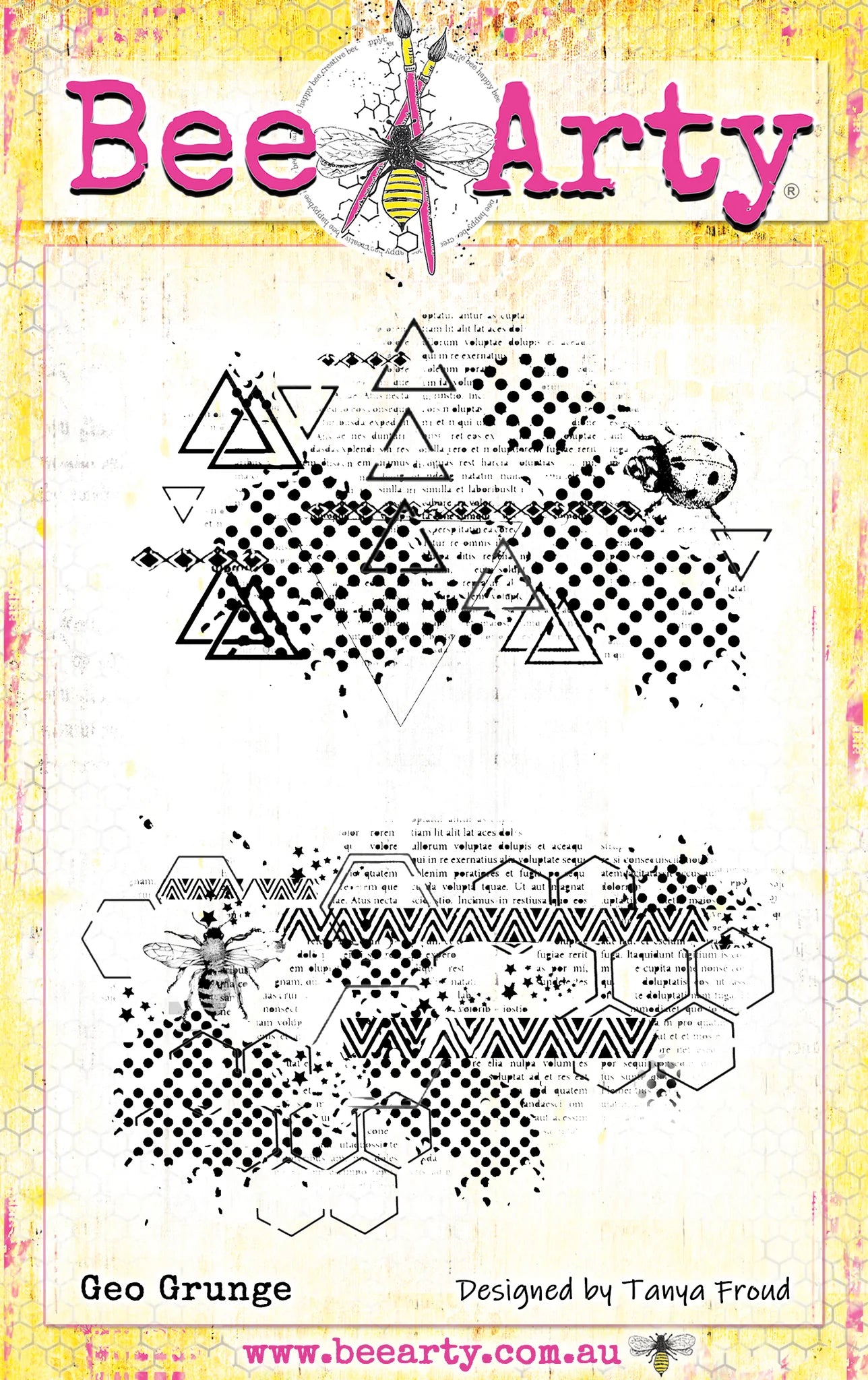 Bee Arty Geo Grunge Stamp