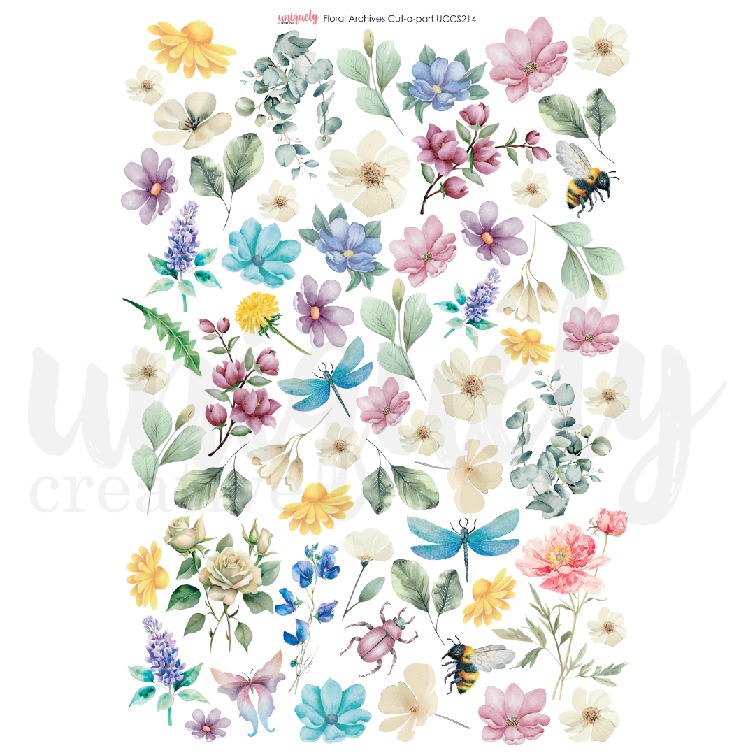 Uniquely Creative Floral Archives Cut-a-Part Sheet