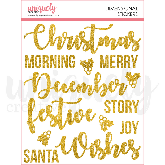 Uniquely Creative Christmas Wishes Glitter Dimensional Stickers