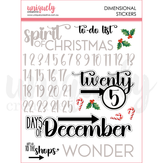 Uniquely Creative Documenting December Dimensional Stickers