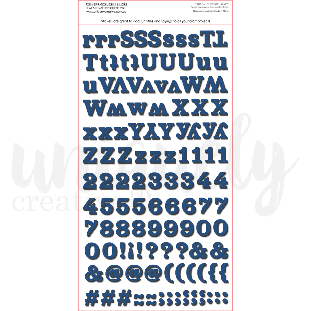 Uniquely Creative Field Notes Navy Dimensional Alpha Stickers