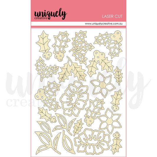 Uniquely Creative Christmas Wishes Holly Laser Cut Stickers