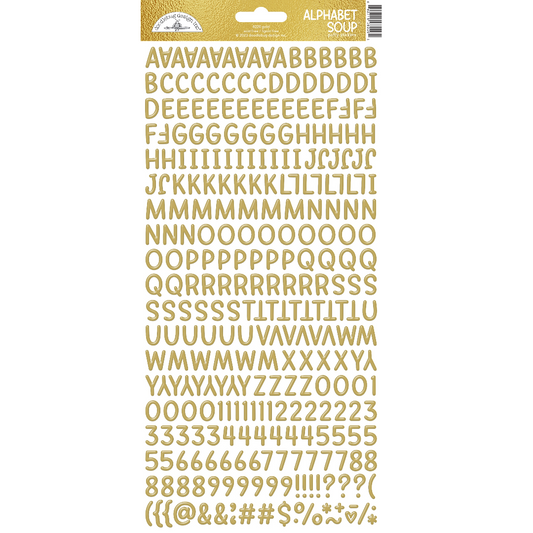 Doodlebug Alphabet Soup Puffy Stickers  - Gold