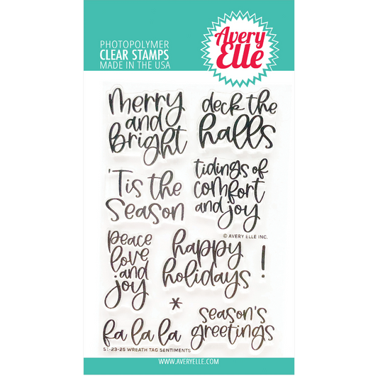 Avery Elle Clear Stamp Set-Wreath Tag Sentiments