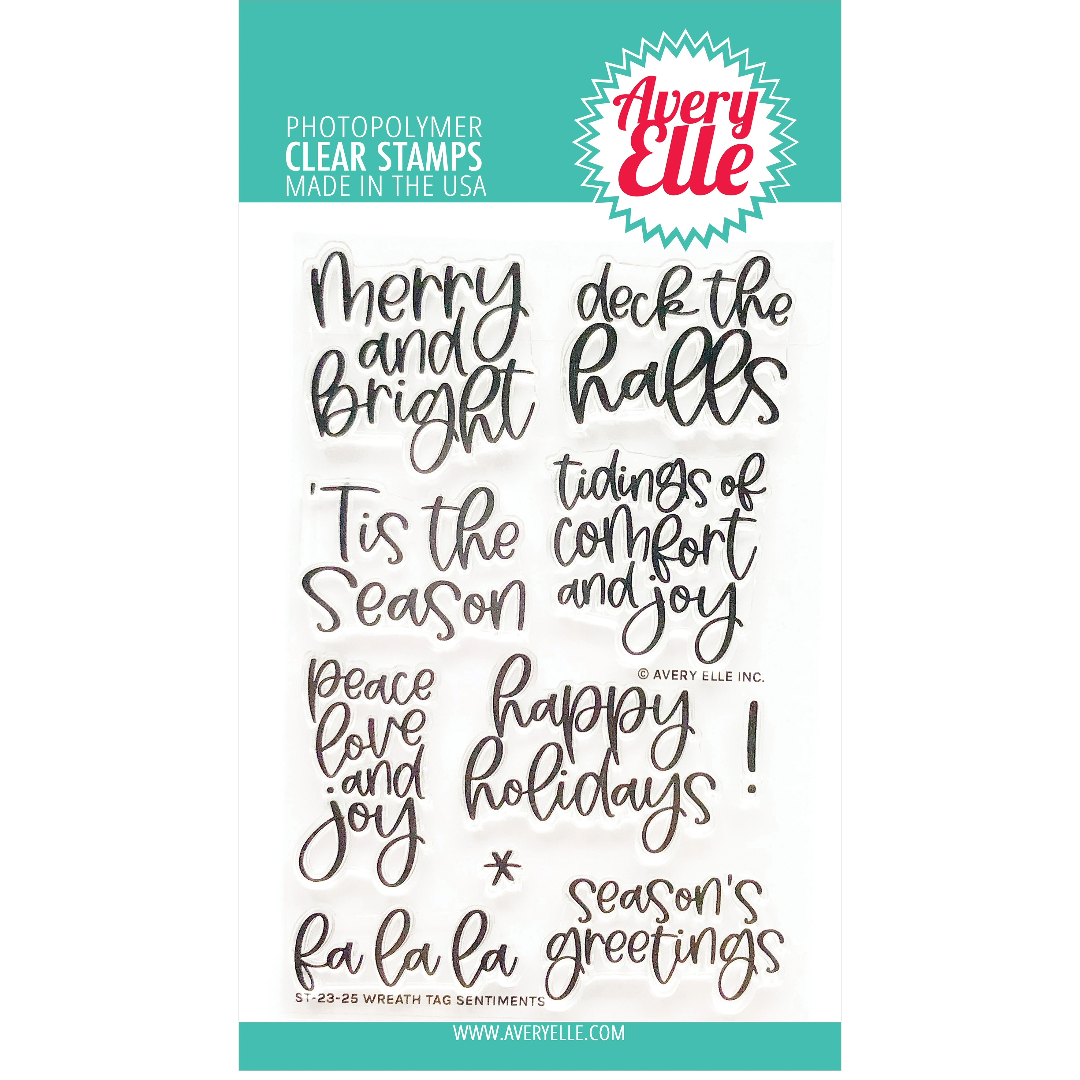 Avery Elle Clear Stamp Set-Wreath Tag Sentiments