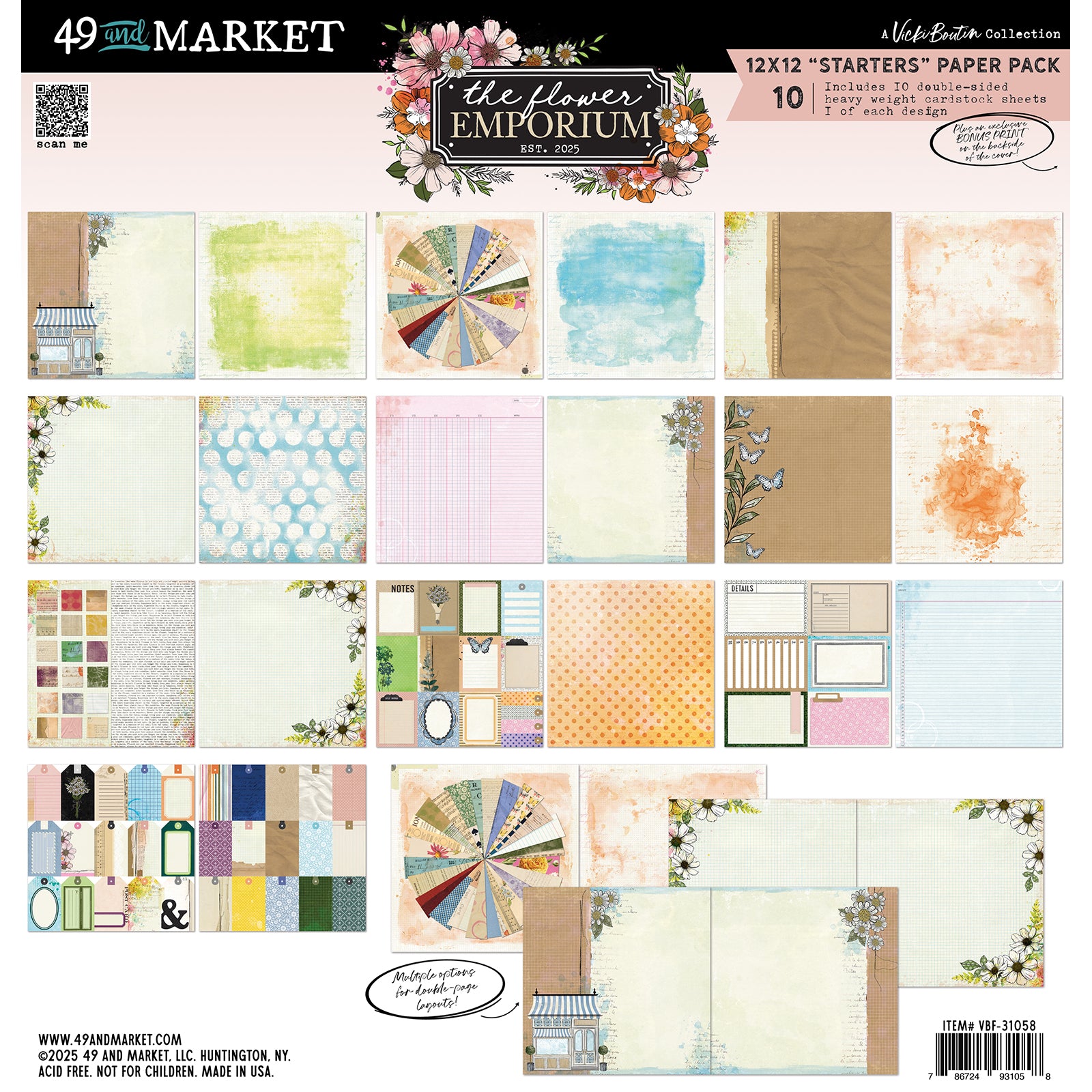 49 And Market The Flower Emporium Collection Pack 12"X12"