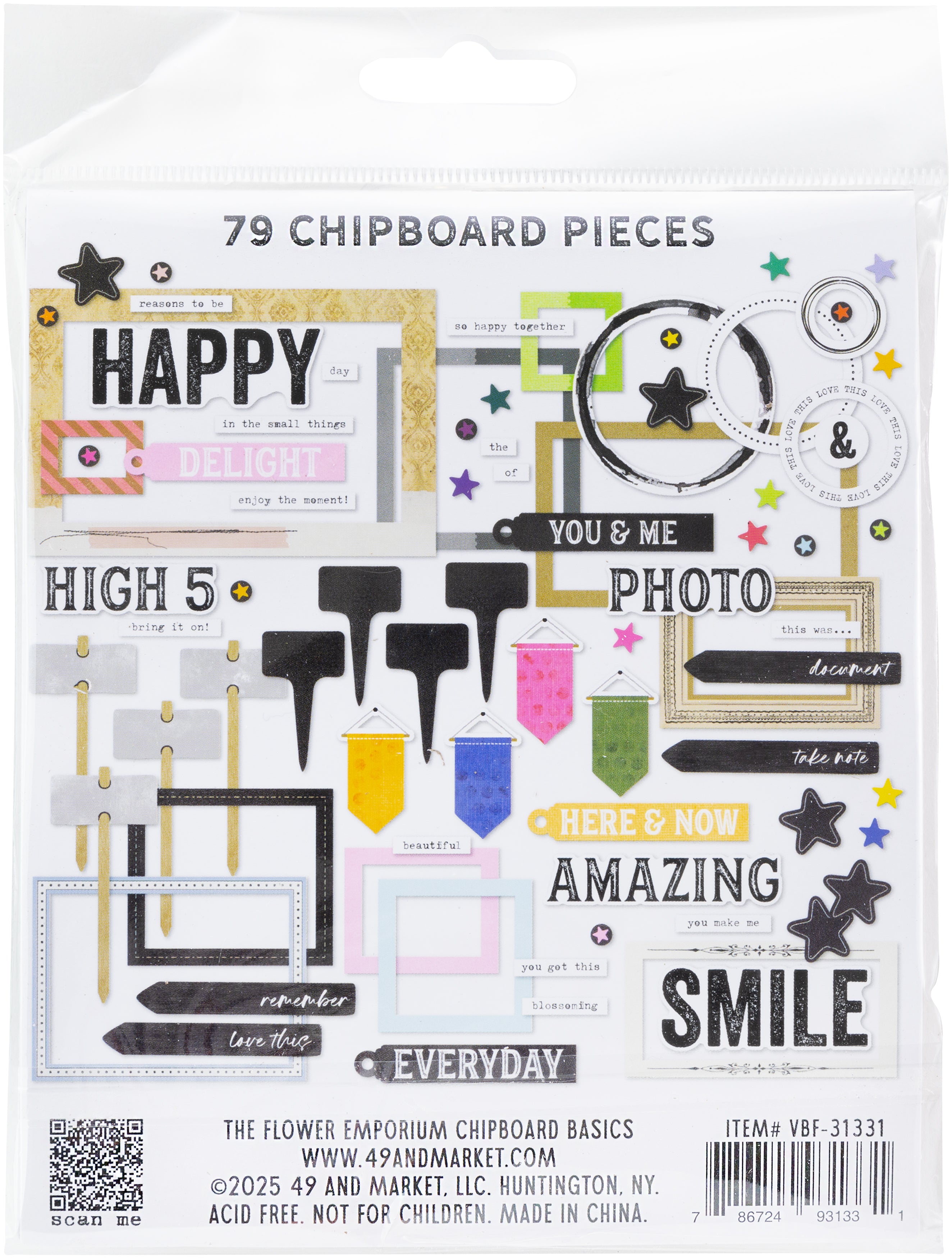 49 And Market The Flower Emporium Chipboard Basics 79/Pkg
