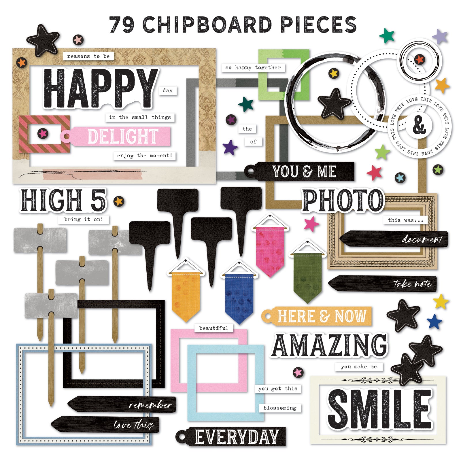 49 And Market The Flower Emporium Chipboard Basics 79/Pkg