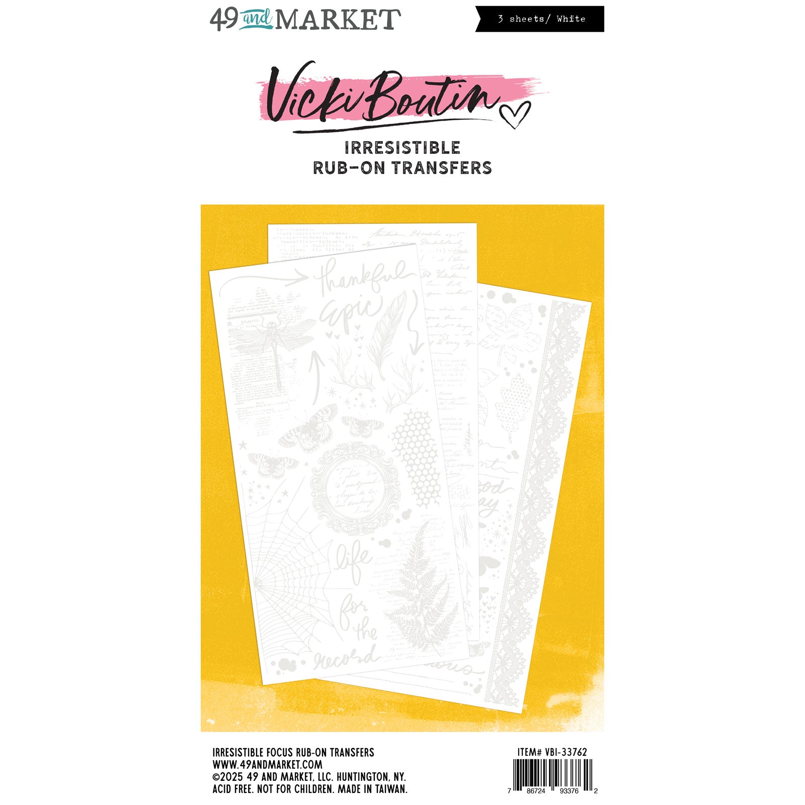 49 And Market Rub-On Transfer Set-Irresistible Focus By Vicki Boutin