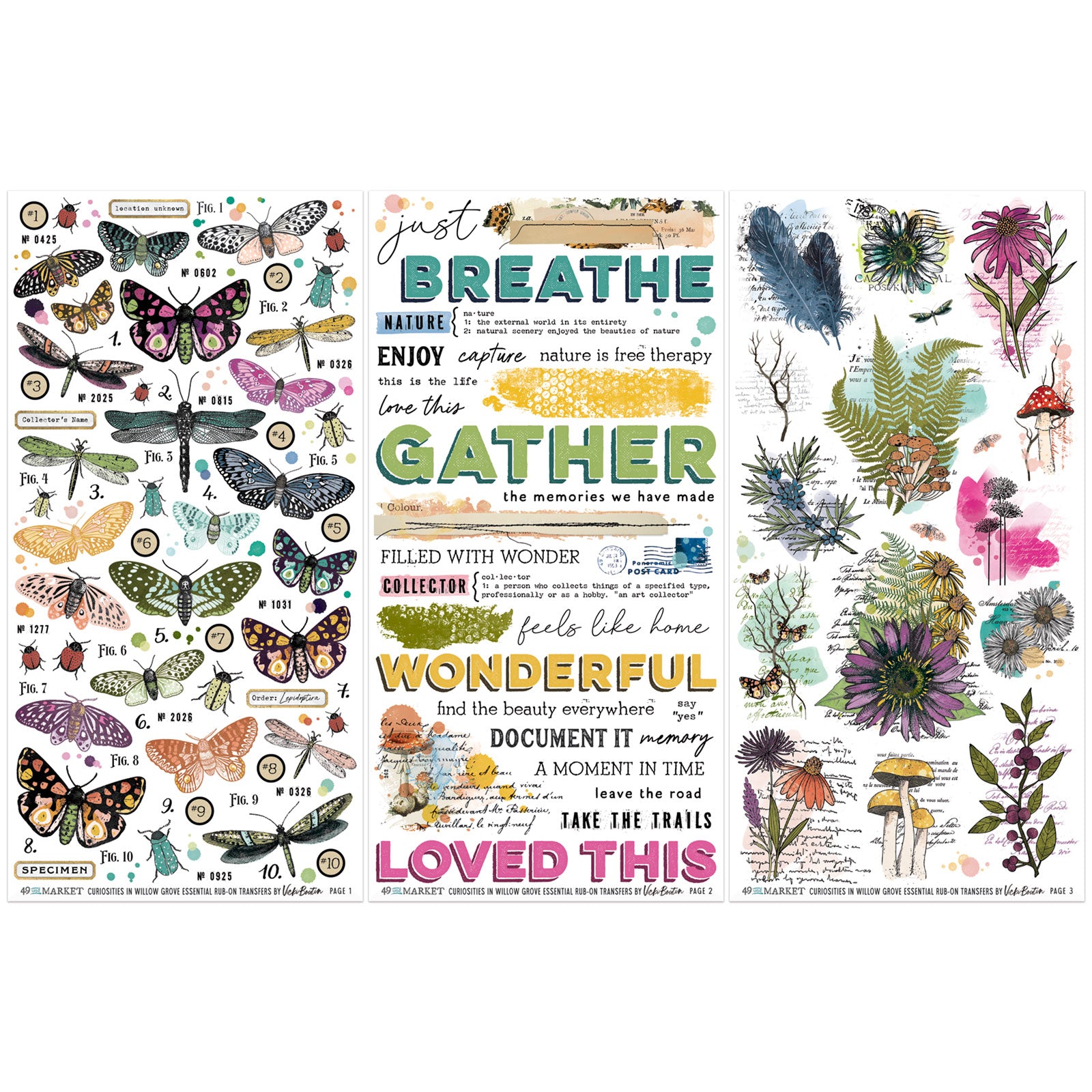 49 And Market Curiosities In Willow Grove Rub-On Transfer Set-Essential