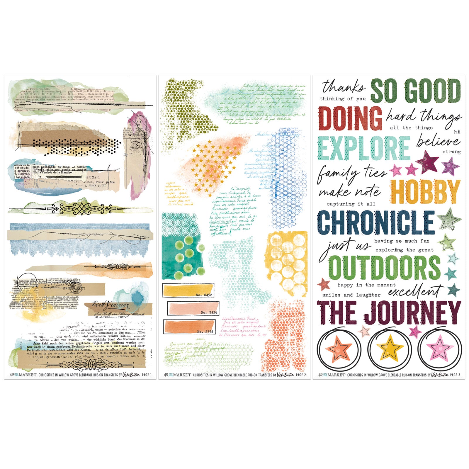 49 And Market Curiosities In Willow Grove Rub-On Transfer Set-Blendable