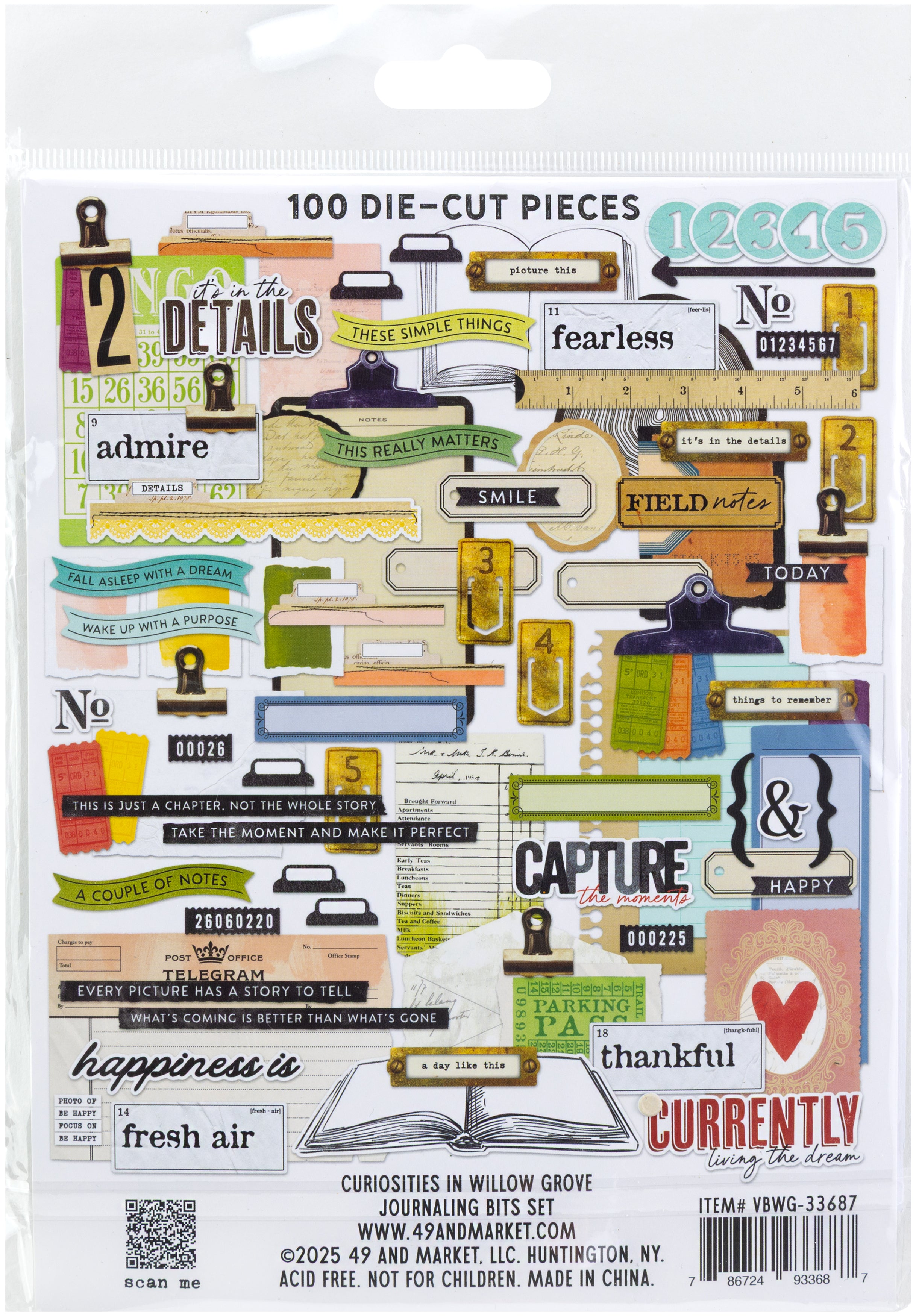 49 And Market Curiosities In Willow Grove Ephemera Set-Journaling Bits