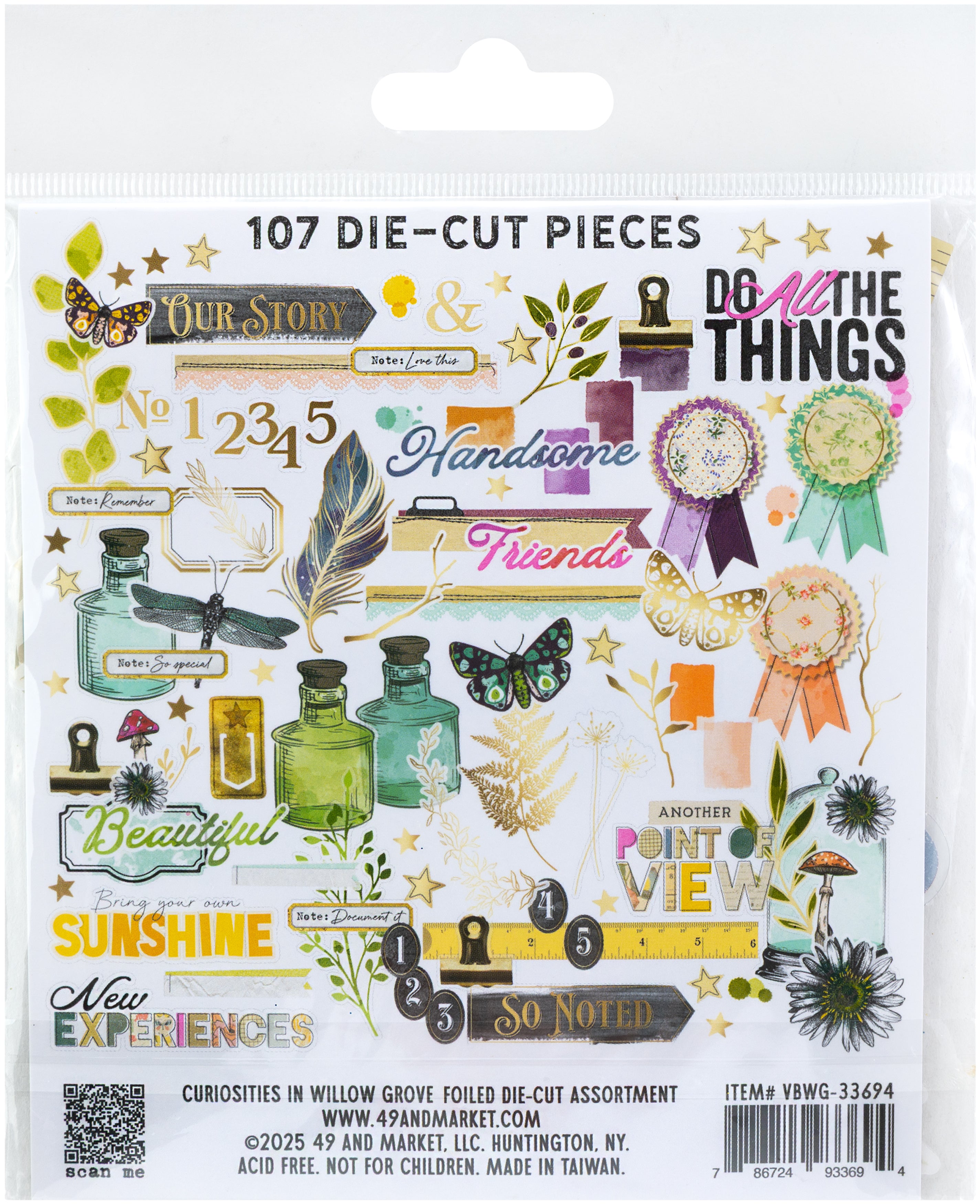 49 And Market Curiosities In Willow Grove Foiled Die-Cuts-Assorted