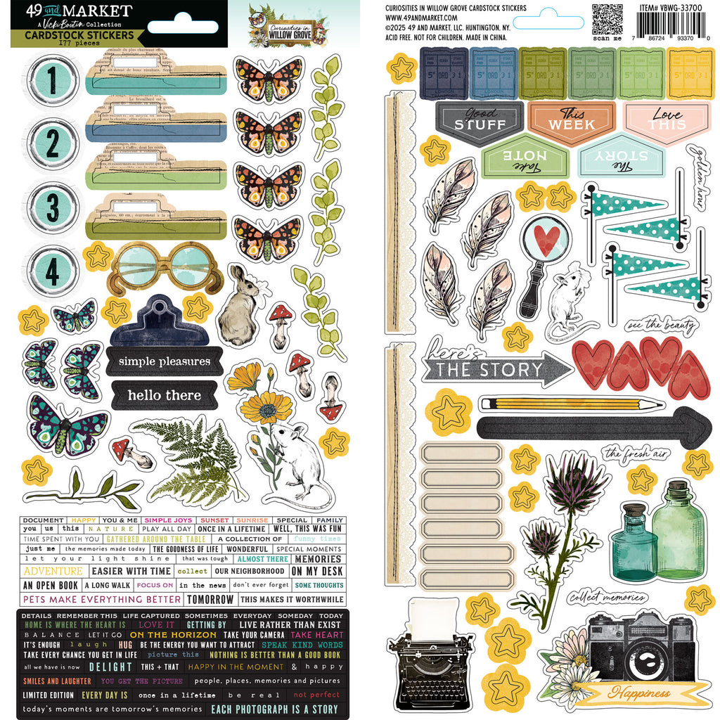 Curiosities In Willow Grove Cardstock Stickers