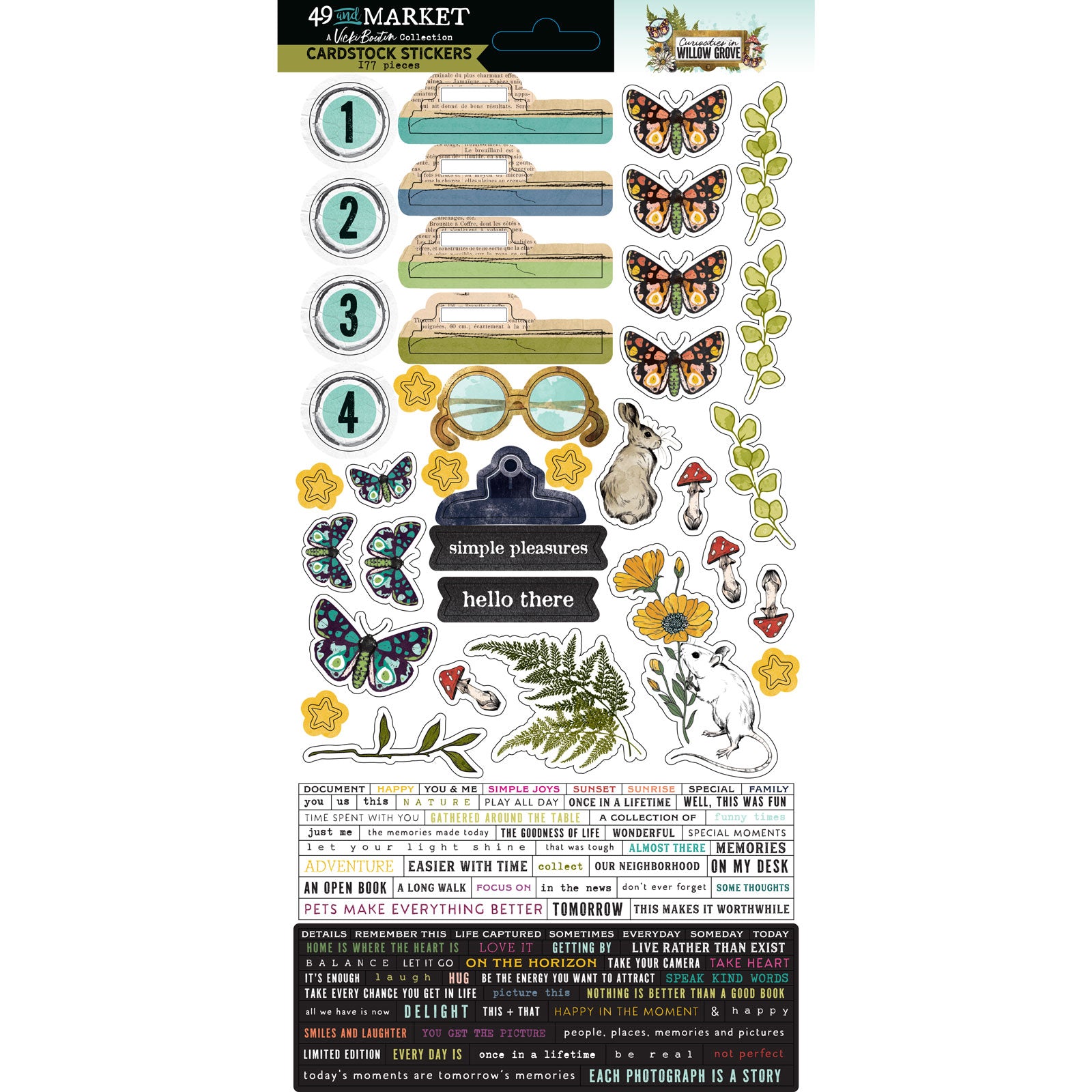 49 And Market Curiosities In Willow Grove Cardstock Stickers