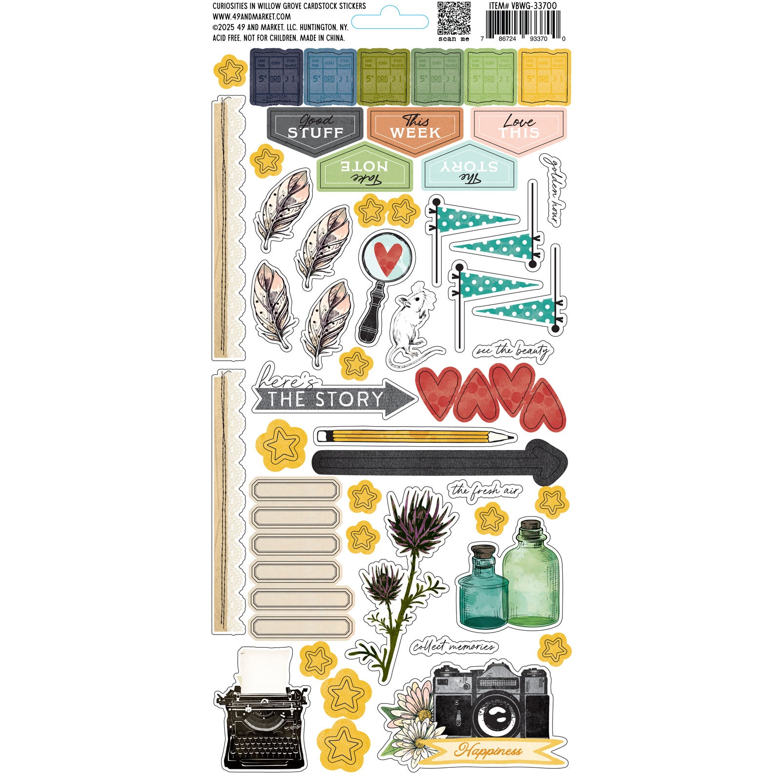 49 And Market Curiosities In Willow Grove Cardstock Stickers