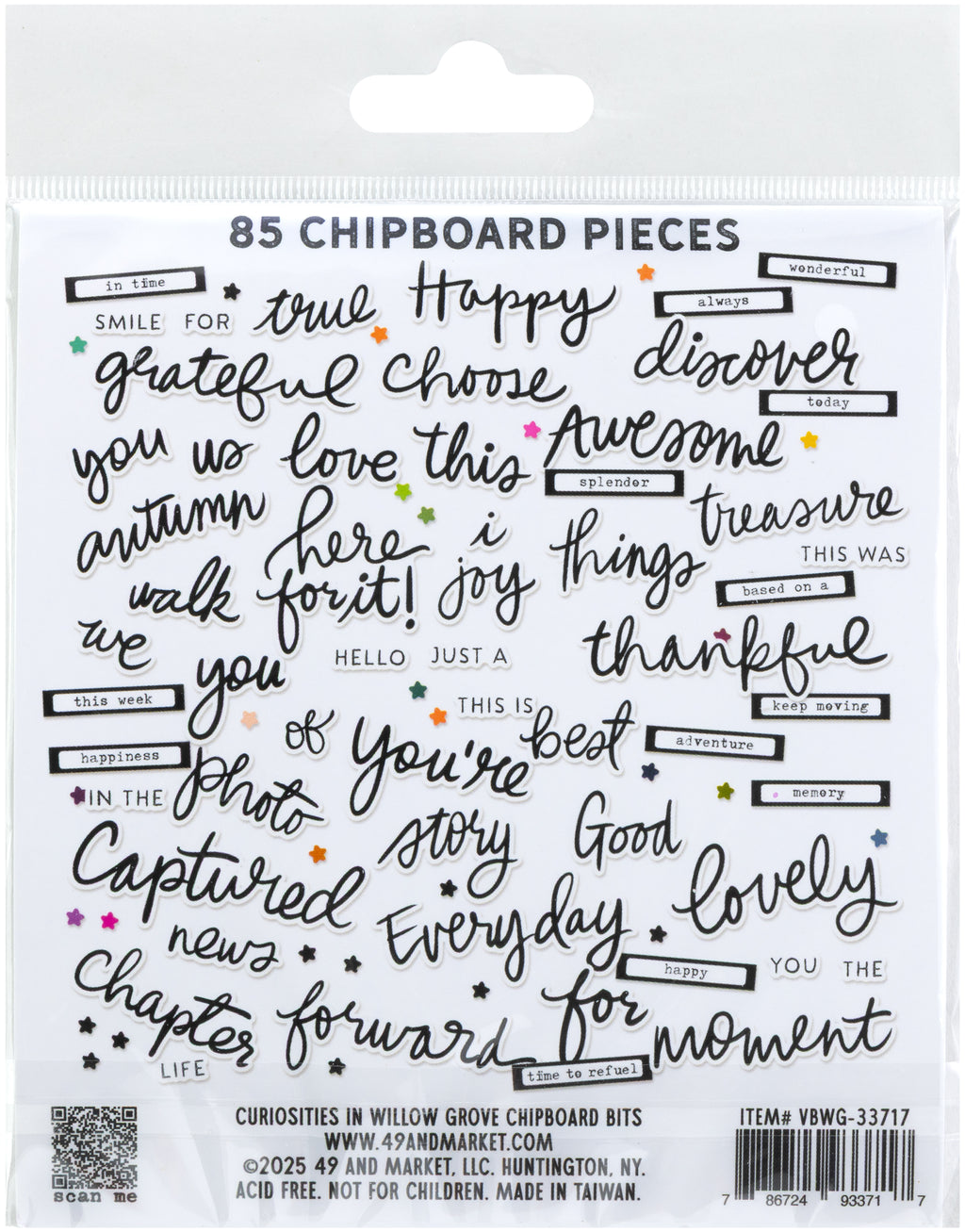 Curiosities In Willow Grove Chipboard Set-Bits