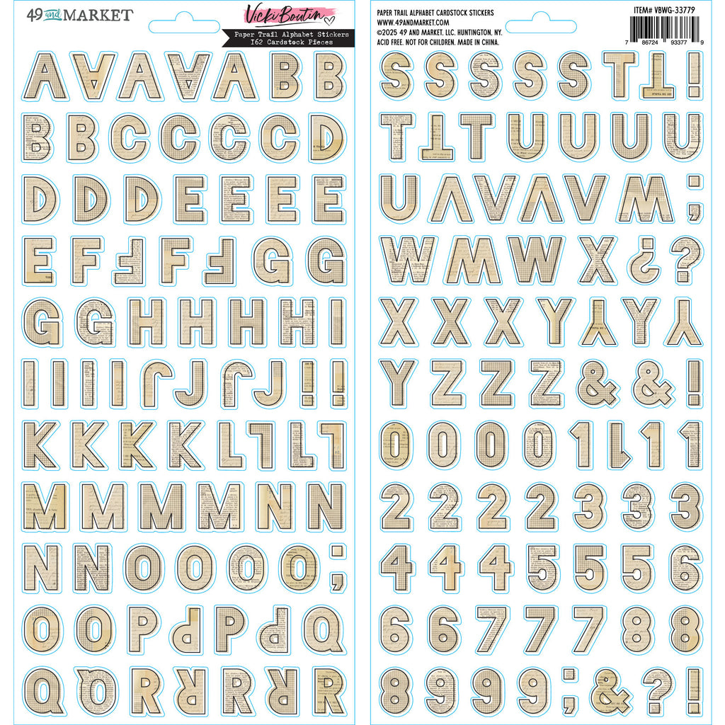 Curiosities In Willow Grove Cardstock Stickers-Paper Trail Alphabet