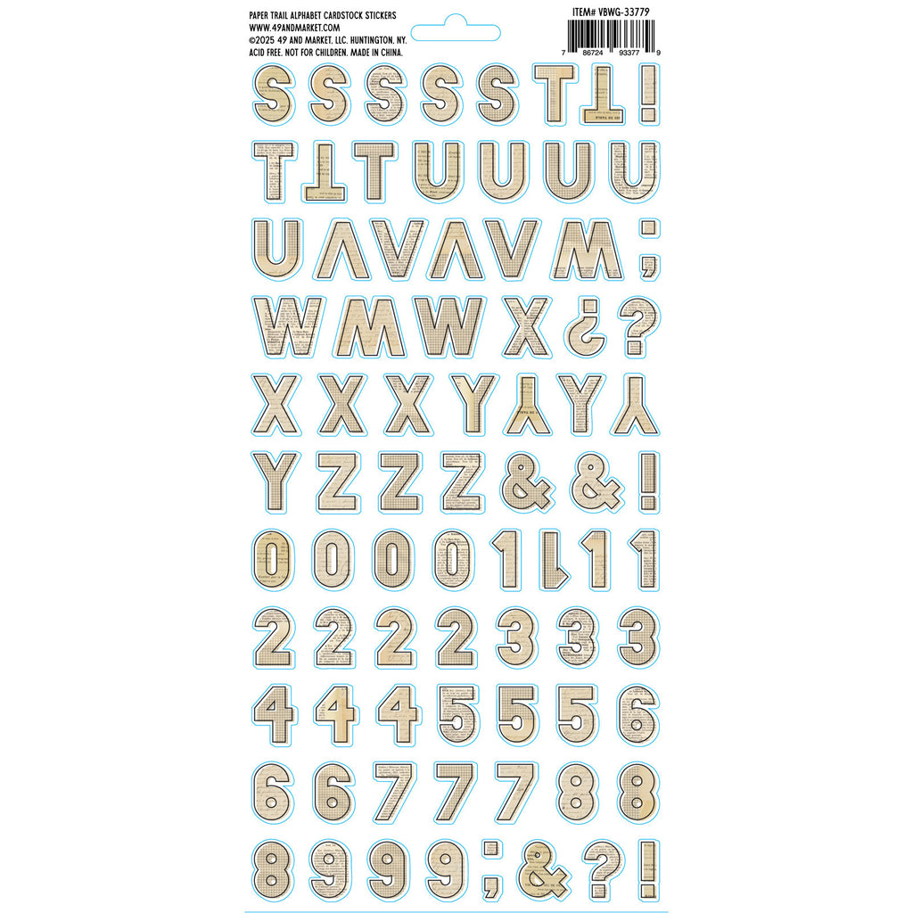 Curiosities In Willow Grove Cardstock Stickers-Paper Trail Alphabet