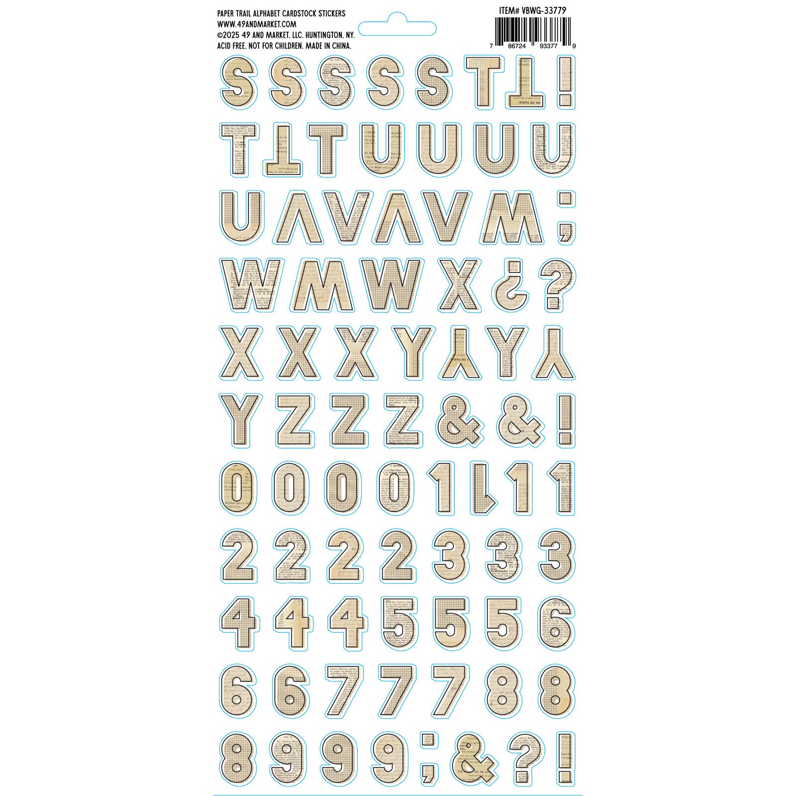 49 And Market Curiosities In Willow Grove Cardstock Stickers-Paper Trail Alphabet