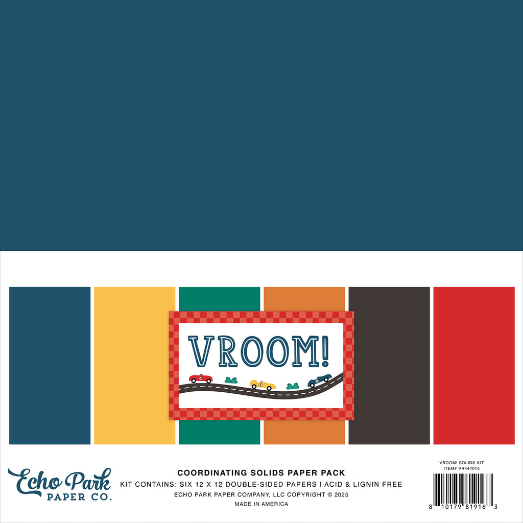 Echo Park Vroom! Solids Collection Kit 12"X12"