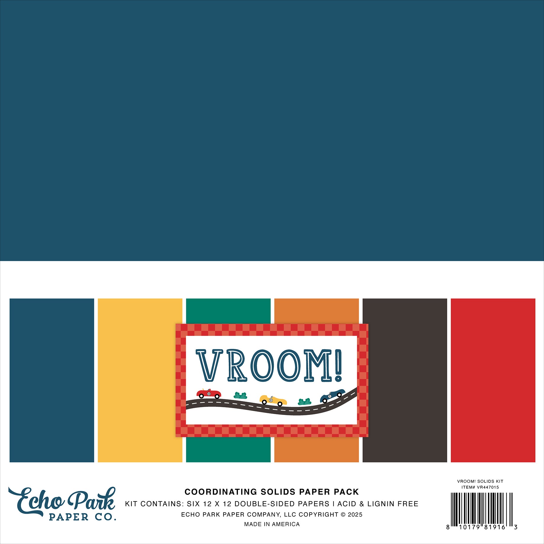 Echo Park Vroom! Solids Collection Kit 12"X12"