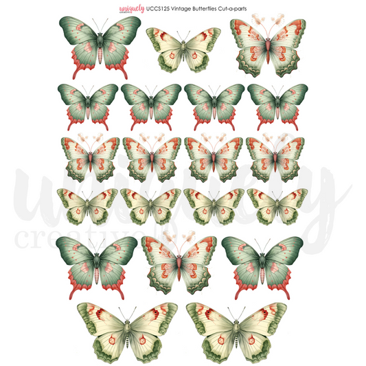Uniquely Creative Vintage Butterflies Cut-a-Part Sheet