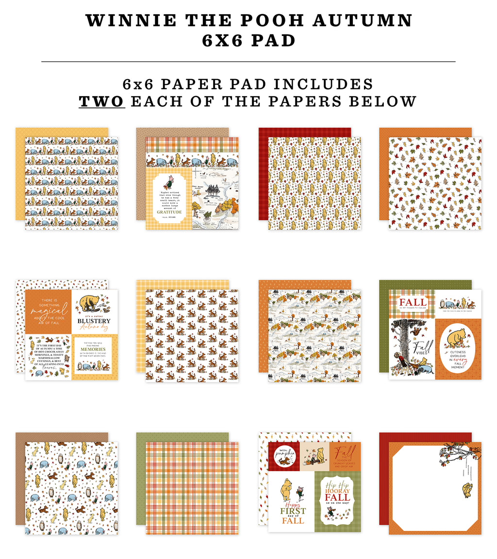 Echo Park Winnie The Pooh Autumn Double-Sided Paper Pad 6"X6"
