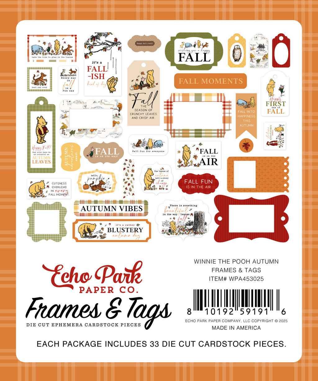 Winnie The Pooh Autumn Ephemera-Frames & Tags