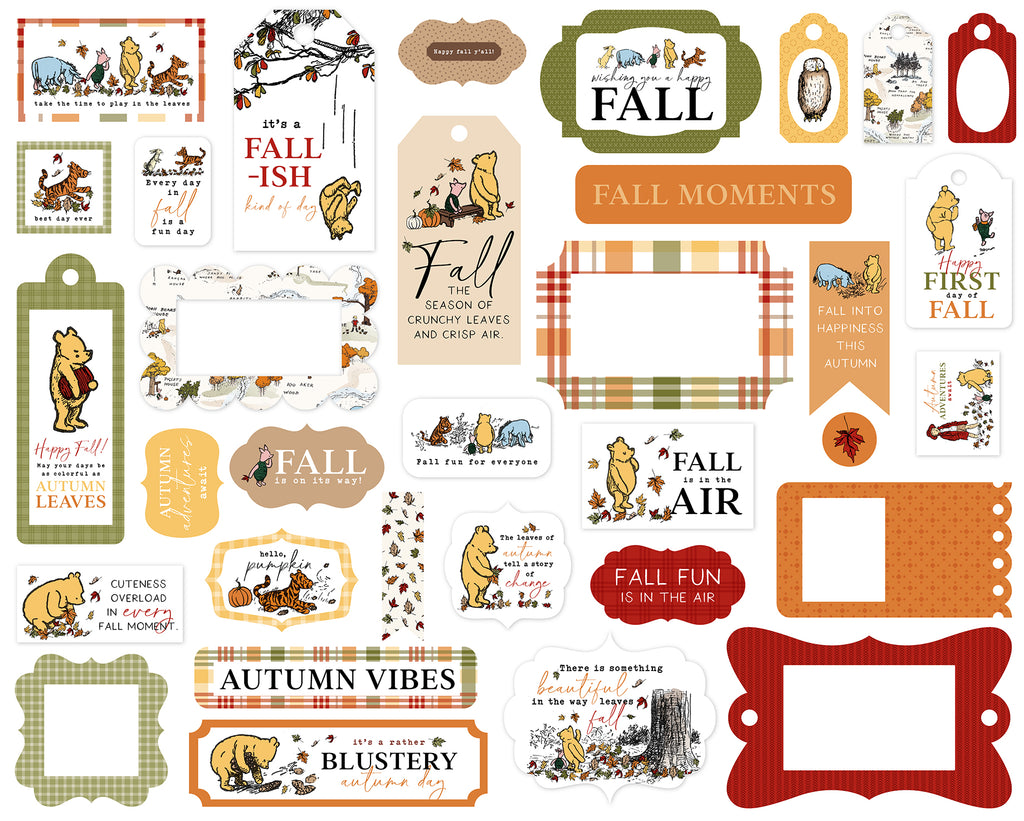 Winnie The Pooh Autumn Ephemera-Frames & Tags
