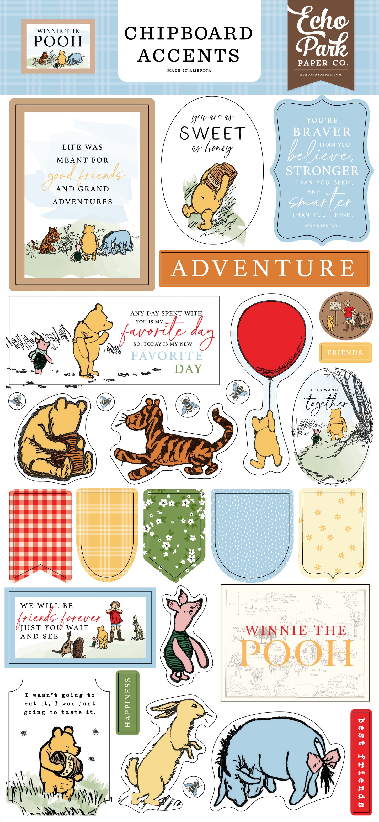 Echo Park Winnie The Pooh Chipboard -Accents