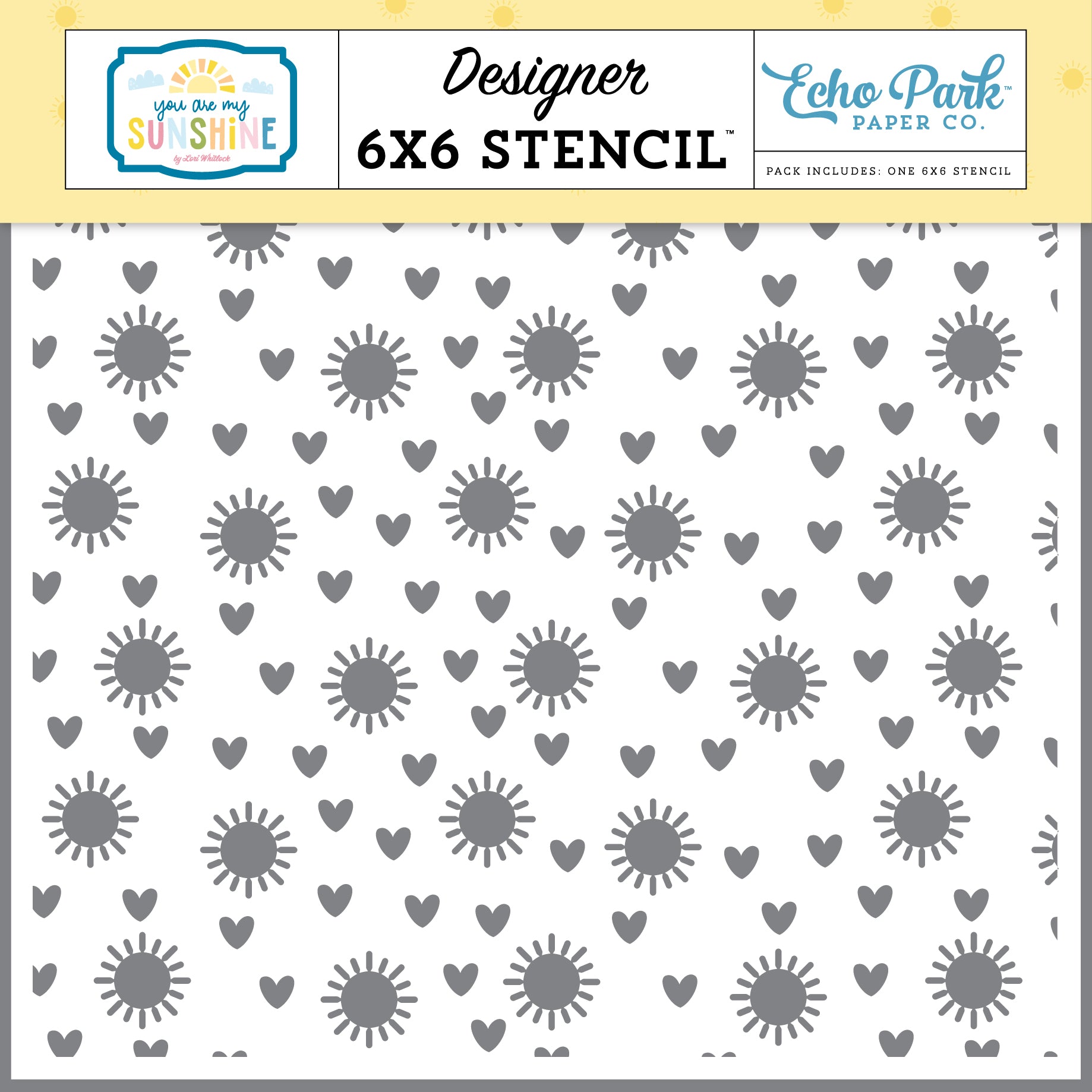 Echo Park You Are My Sunshine Stencil 6"X6"-Sunny Love