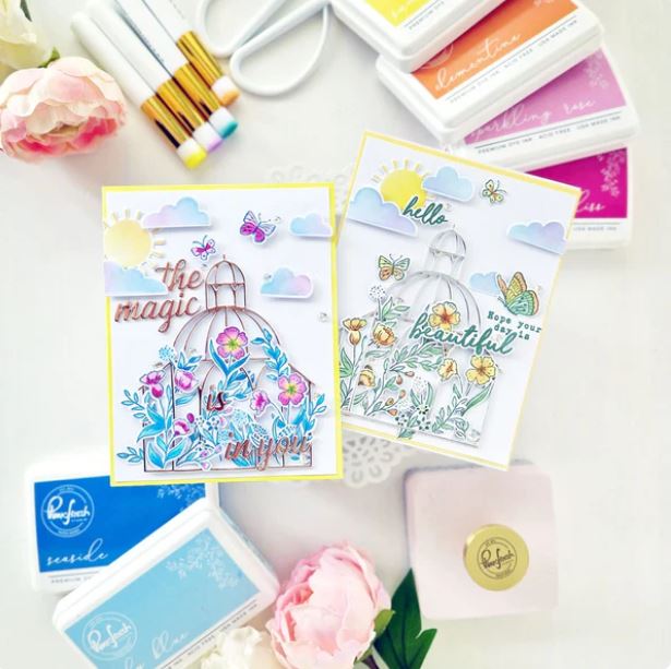 Pinkfresh Studio Butterfly Garden stamp & stencil bundle