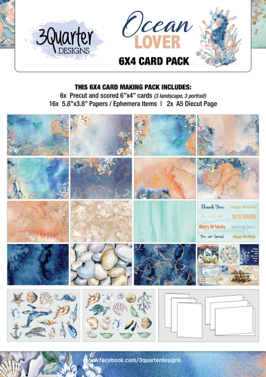 3Quarters Design Ocean Lover Collection 6"x4" Card Pack