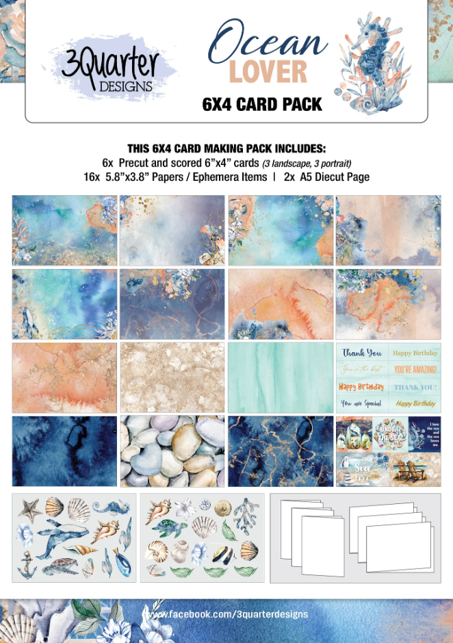 3Quarters Design Ocean Lover Collection 6"x4" Card Pack