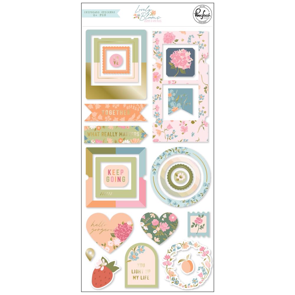 Pinkfresh Studio Lovely Blooms Chipboard Stickers