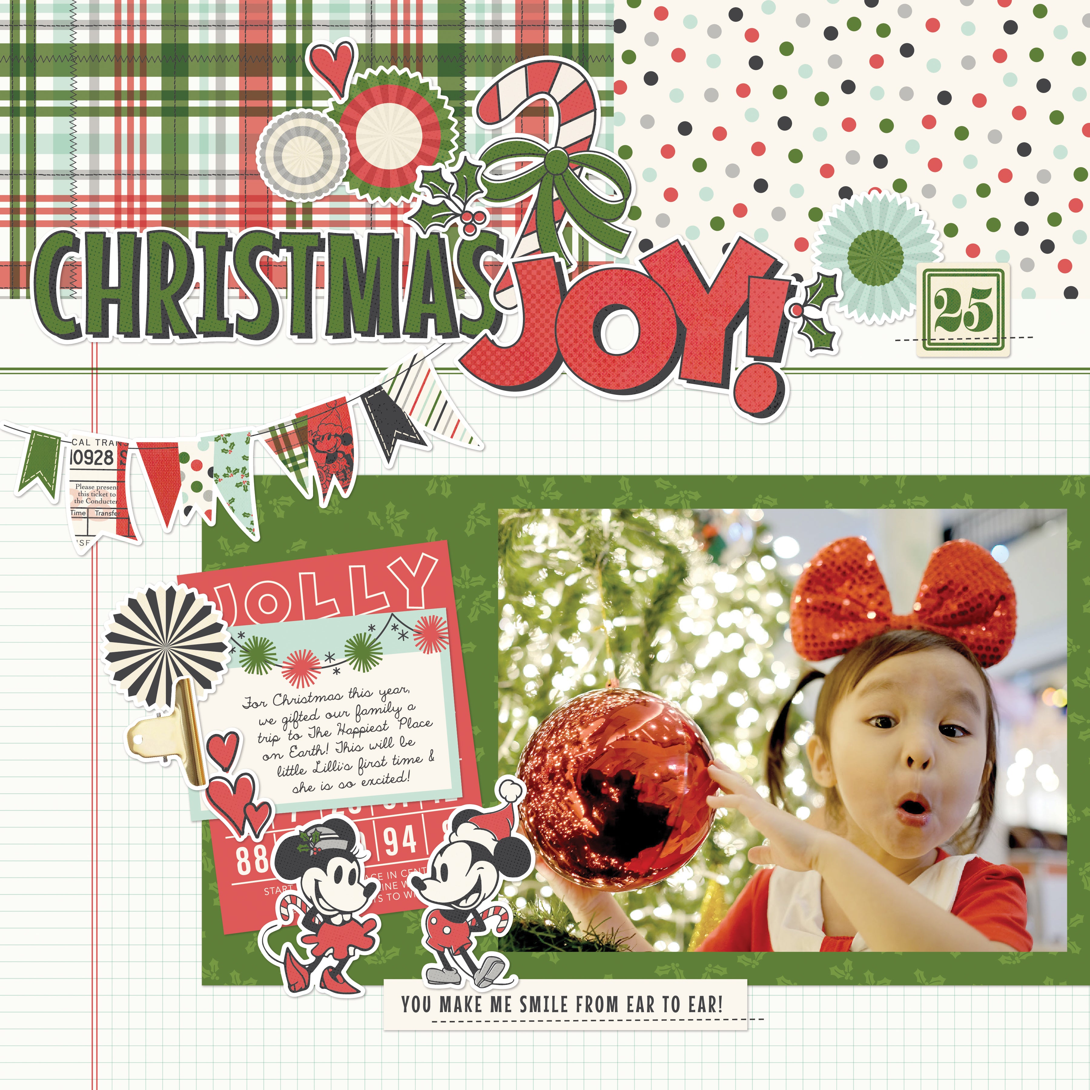 Simple Stories Say Cheese Classic Mouse Christmas Cardstock Stickers 12"X12"