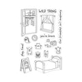 Spellbinders Hero Arts Bedroom Monsters Clear Stamp Set